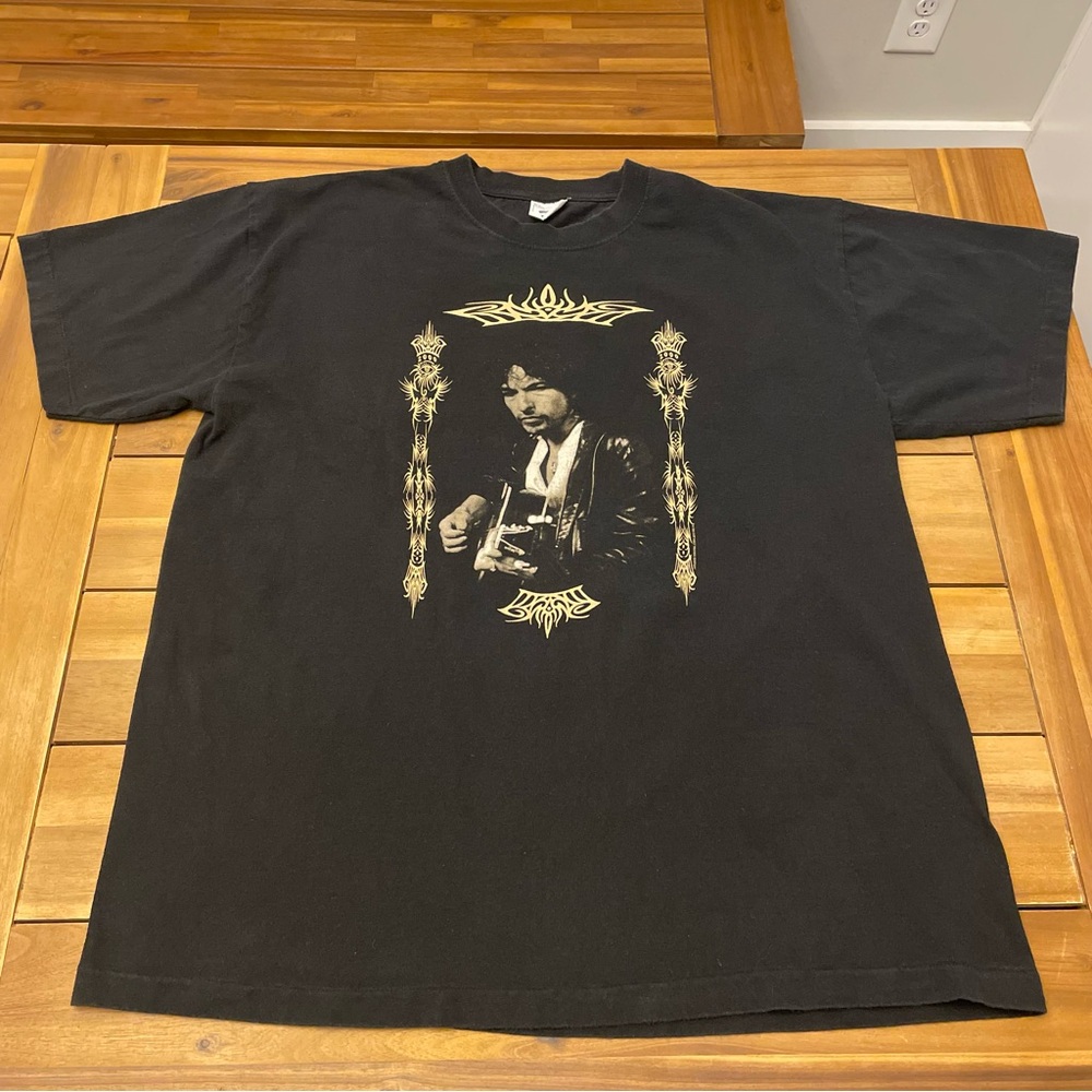 Vintage 90s Bob Dylan Single Stitch Guitar Band Concert T Shirt XL Portrait